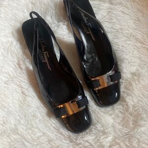 Salvatore Ferragamo Black Patent Leather Heels